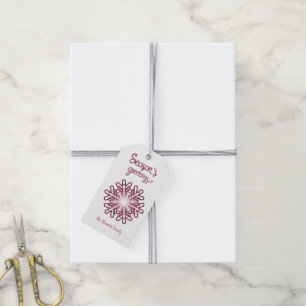 Burgund und Blush-Schneeflocke Saison Grüße Geschenkanhänger