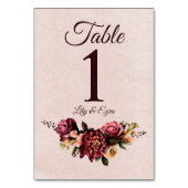 Burgund und Blush Tischnummer (Rückseite)
