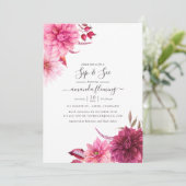 Burgund und Blüte Herbst Blumensippe und sehen Einladung (Stehend Vorderseite)