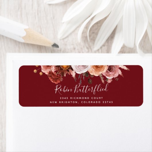 Burgund und Blütenblüte, Rücksendeadresse (Insitu)