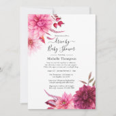 Burgund und Blütenlaufwerk mit Dusche Einladung (Vorderseite)