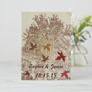 Burgund und braune Baumhochzeit Einladung