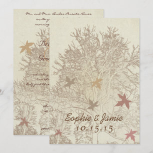 Burgund- und Brauner-Baum-Hochzeitseinladung Einladung