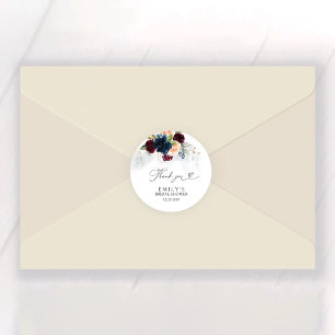 Burgund und Brautparty der Marine Runder Aufkleber