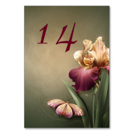 Burgund und Cream Iris Wedding Tischnummer Card