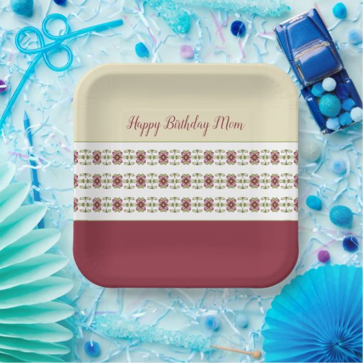 Burgund und Creme Pappteller (Party)