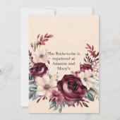 Burgund und Creme-Rose Brautparty Einladung (Rückseite)