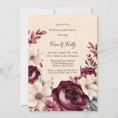Burgund und Creme Rose Hochzeitsdusche Einladung (Vorderseite)