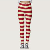 Burgund und Cremestreifen Leggings (Vorderseite)