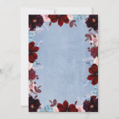 Burgund und Dusty Blue Floral Elegante Hochzeit Einladung (Rückseite)