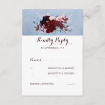 Burgund und Dusty Blue Wedding RSVP