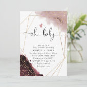 Burgund und Dusty Rose Wasserfarben Kinderdusche Einladung (Stehend Vorderseite)