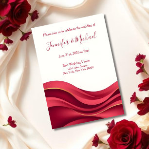 Burgund-und-Elfenbein-Hochzeit Einladung