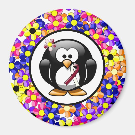 Burgund und Elfenbein-Ribbon-Pinguin Magnet (Vorne)