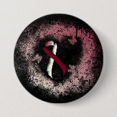 Burgund und Elfenbeinküste Grunge Herz Button (Vorderseite)