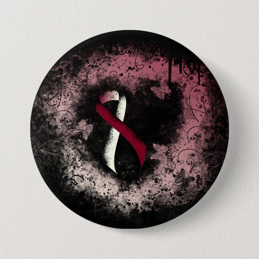 Burgund und Elfenbeinküste Grunge Herz Button (Vorderseite)