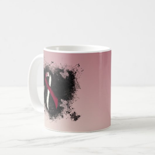 Burgund und Elfenbeinküste Grunge Herz Kaffeetasse (Vorderseite Links)