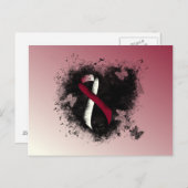 Burgund und Elfenbeinküste Grunge Herz Postkarte (Vorne/Hinten)