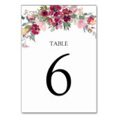 Burgund und errötete Rose Hochzeit Tischnummer (Rückseite)