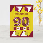 Burgund und gelb 90. Geburtstag Karte (Gelbe Blume)