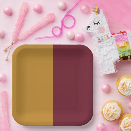 Burgund und Gelb Pappteller (Party)