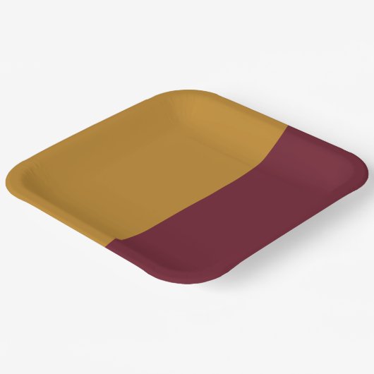 Burgund und Gelb Pappteller (Gewinkelt)