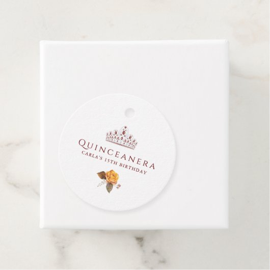 Burgund und Gelbblütenquinceanera Geschenkanhänger (Beispiel)