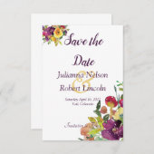 Burgund und gelbe Aquarellblüte rettete das Datum Einladung (Vorne/Hinten)