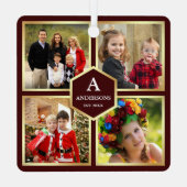 Burgund und Gold 4 Bilder Familie FotoCollage Ornament Aus Metall (Rückseite)