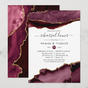 Burgund und Gold-Achat-Probeessen Einladung