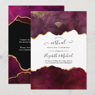Burgund und Gold Achat Virtuelle Hochzeit Einladung
