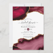 Burgund und Gold Agate Brautparty Einladung (Vorderseite)