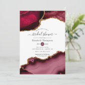 Burgund und Gold Agate Brautparty Einladung (Stehend Vorderseite)