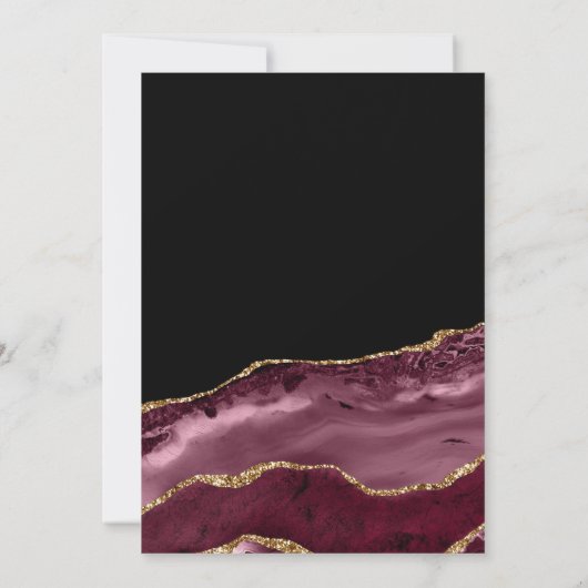 Burgund und Gold Agate Brautparty Einladung (Rückseite)