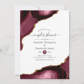Burgund und Gold Agate Couples Dusche Einladung (Vorderseite)