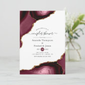 Burgund und Gold Agate Couples Dusche Einladung (Stehend Vorderseite)