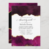 Burgund und Gold Agate Dusche by Mail Einladung (Vorne/Hinten)
