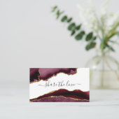 Burgund und Gold Agate Empfehlungskarte (Stehend Vorderseite)