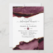 Burgund und Gold Agate Hochzeitsessen Probe Einladung (Vorderseite)