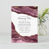 Burgund und Gold Agate Virtual Brautparty Einladung (Stehend Vorderseite)