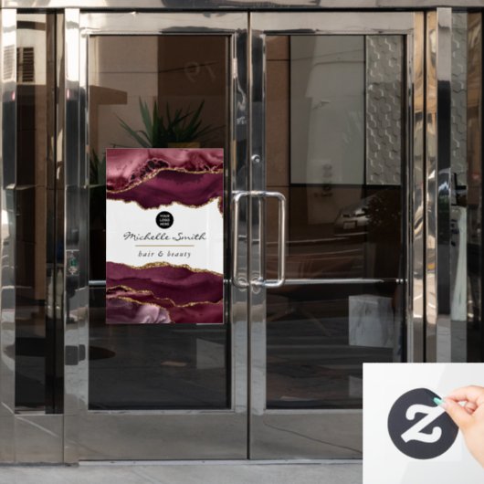 Burgund und Gold Agate Wertvoll Stone Corporate Fensteraufkleber (Büro Tür)