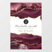 Burgund und Gold Agate Wertvoll Stone Corporate Fensteraufkleber (Blatt)