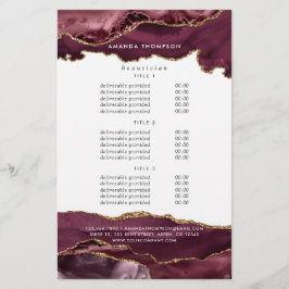Burgund und Gold Agate Wertvoll Stone Pricing Flyer