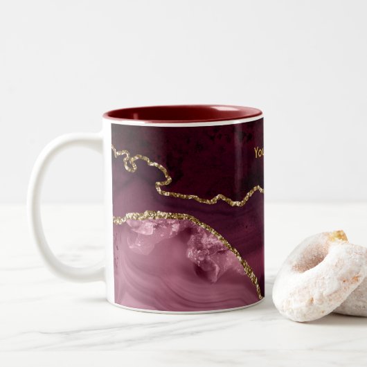 Burgund und Gold Agate Zweifarbige Tasse (Mit Donut)