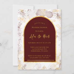 Burgund und Gold Alcohol Ink Arch Polterabend Einladung