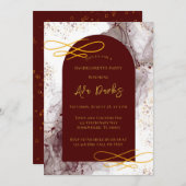Burgund und Gold Alkoholtink Junggeselinnen-Abschi Einladung (Vorne/Hinten)