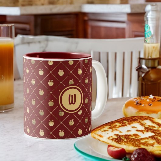 Burgund und Gold Apple-Muster Zweifarbige Tasse