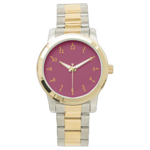 Burgund und Gold Armbanduhr