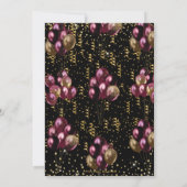 Burgund und Gold Balloons Confetti 70. Geburtstag Einladung (Rückseite)