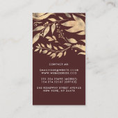 Burgund und Gold Blätter Wreath Modern Chic Visitenkarte (Rückseite)